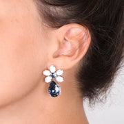 Orecchini in Argento 925  fiore con cristalli denim