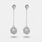 Orecchini in Argento 925 con campanella pendente, impreziosita da luminosi zirconi bianchi