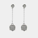 Orecchini in Argento 925 con campanella pendente, impreziosita da luminosi zirconi bianchi