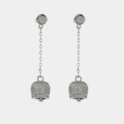 Orecchini in Argento 925 con campanella pendente, impreziosita da luminosi zirconi bianchi