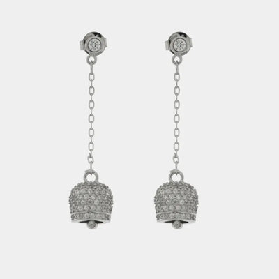 Orecchini in Argento 925 con campanella pendente, impreziosita da luminosi zirconi bianchi