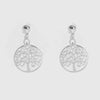 Orecchini in Argento 925 con alberi della vita a rami arricciati e punto luce di cristallo bianco.