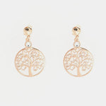 Orecchini in Argento 925 con alberi della vita a rami arricciati e punto luce di cristallo bianco.