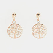 Orecchini in Argento 925 con alberi della vita a rami arricciati e punto luce di cristallo bianco.