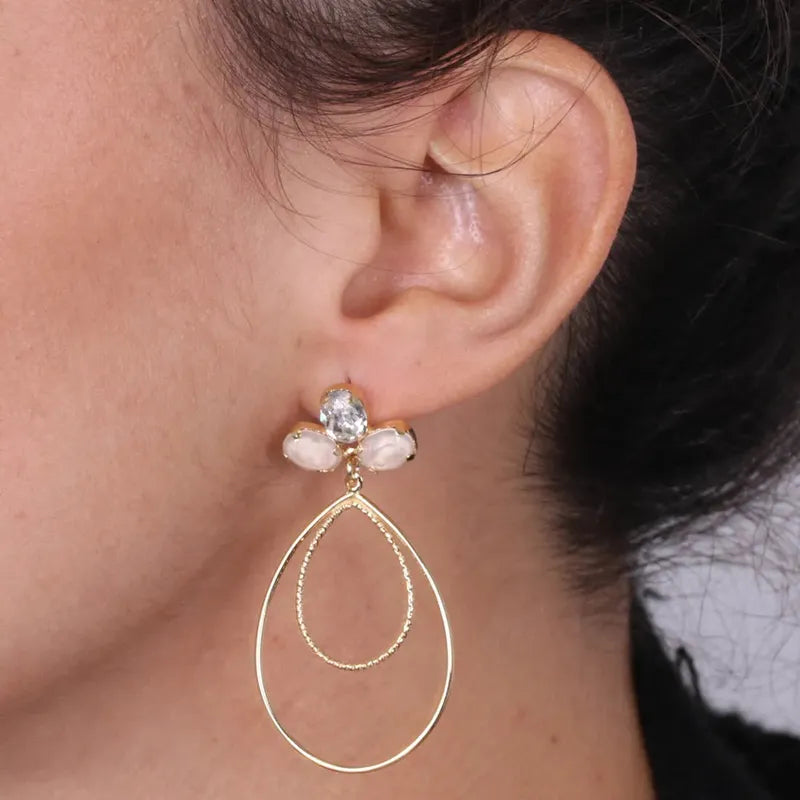 Orecchini in Argento 925 ovali con cristalli champagne