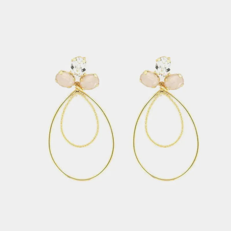 Orecchini in Argento 925 ovali con cristalli champagne