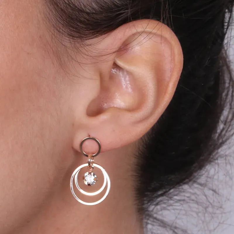 Orecchini in Argento 925  a cerchio con cristalli bianchi