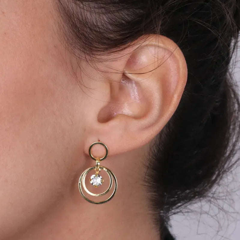 Orecchini in Argento 925 a cerchio con cristalli bianchi