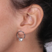 Orecchini in Argento 925 a cerchio con cristalli bianchi