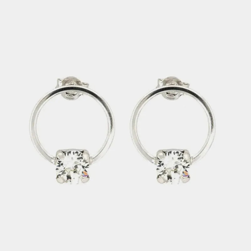 Orecchini in Argento 925 a cerchio con cristalli bianchi