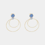 Orecchini in Argento 925 cerchi con cristalli blu al lobo.