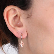 Orecchini in Argento 925 cerchietto con quadrifoglio liscio pendente