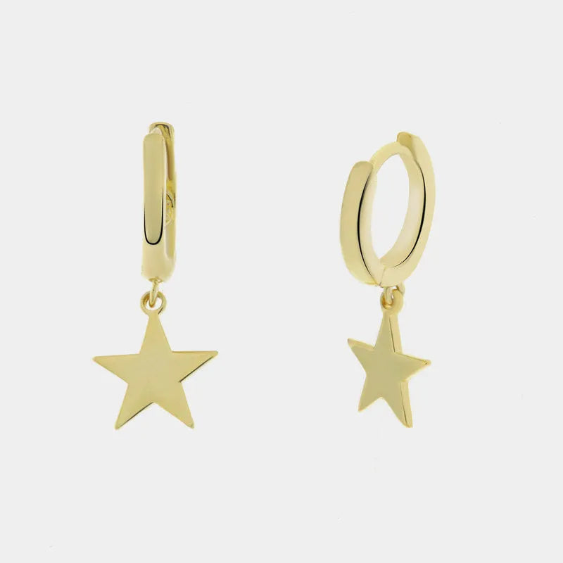 Orecchini in Argento 925 cerchietto con stella liscia pendente