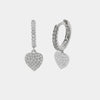 Orecchini in Argento 925 cerchietto con cuore pendente impreziosito da zirconi bianchi