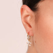 Orecchini in Argento 925 cerchietto con stelline pendenti  impreziosite da zirconi multicolore