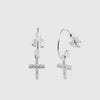 Orecchini in Argento 925 cerchietto con croce pendente impreziosita da zirconi bianchi