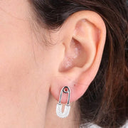 Orecchini in Argento 925 spilla da balia con zirconi bianchi