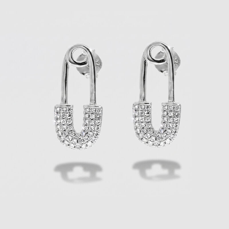 Orecchini in Argento 925 spilla da balia con zirconi bianchi Collezione Barcellona - BYSIMON gioielli