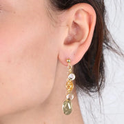 Orecchini in Argento 925 pendenti con piastre martellate in stile schiava e cristalli bianchi