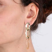 Orecchini in Argento 925  pendenti a catena ad anelli crescenti, lavorazione martellata