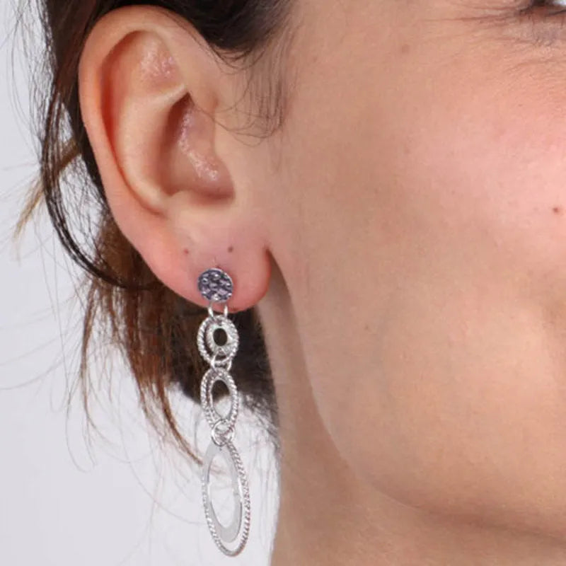 Orecchini in Argento 925  pendenti a cerchi crescenti in stile schiava - BYSIMON gioielli