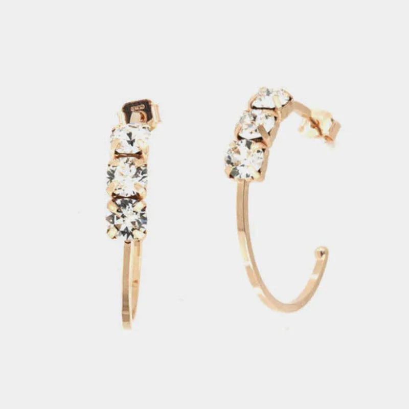 Orecchini in Argento 925 semi cerchio con tris di punti luce
