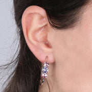 Orecchini in Argento 925 semi cerchio con tris di punti luce