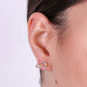 Orecchini in Argento 925 simbolo infinito a lobo, con zirconi multicolor