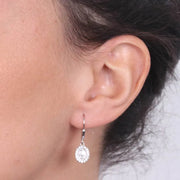 Orecchini in Argento 925  con aggancio a monachina con simbolo madonna pendente in giro di zirconi bianchi