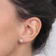 Orecchini in Argento 925  in argento con cubi zirconi bianchi