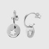 Orecchini in Argento 925 a cerchietto con medaglietta forata a stella, pendente