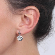 Orecchini in Argento 925 con quadrifoglio pendente impreziosito da zirconi bianchi