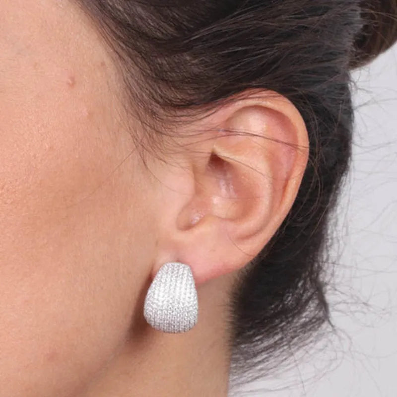 Orecchini A Cerchio In Argento 925 Con Zirconi Pavé – Crystal, Stile Cuff - Foto 2