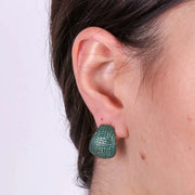 Orecchini in Argento 925  toppa impreziosita da pavè di zirconi verde smeraldo