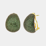 Orecchini in Argento 925  toppa impreziosita da pavè di zirconi verde smeraldo