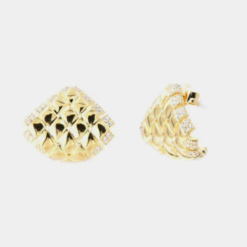 Orecchini in Argento 925 toppa puntellata impreziosita da zirconi bianchi