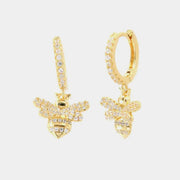 Orecchini in Argento 925 cerchietti con api pendenti impreziositi da zirconi bianchi