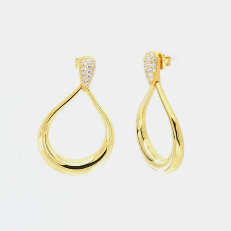 925 Sterling Silver drop earrings embellished with white zircon inserts
