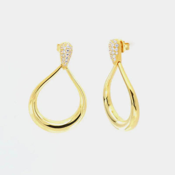 925 Sterling Silver drop earrings embellished with white zircon inserts