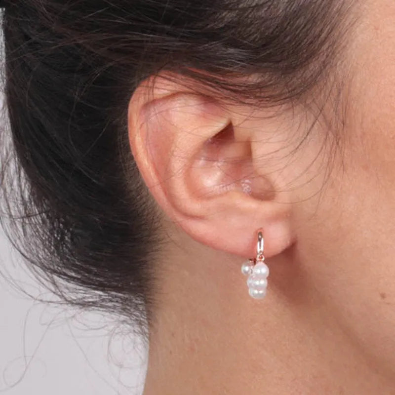925 Sterling Silver Hoop Earrings with Dangling Beads