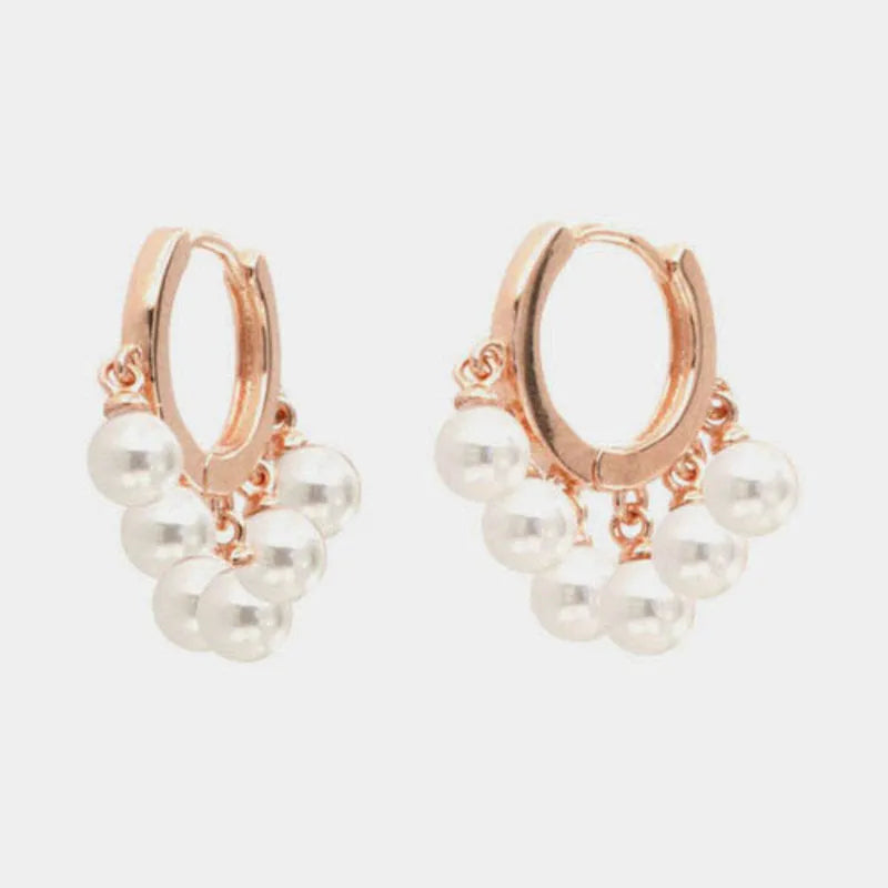 925 Sterling Silver Hoop Earrings with Dangling Beads