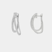 Orecchini in Argento 925 con doppia linea di zirconi bianchi