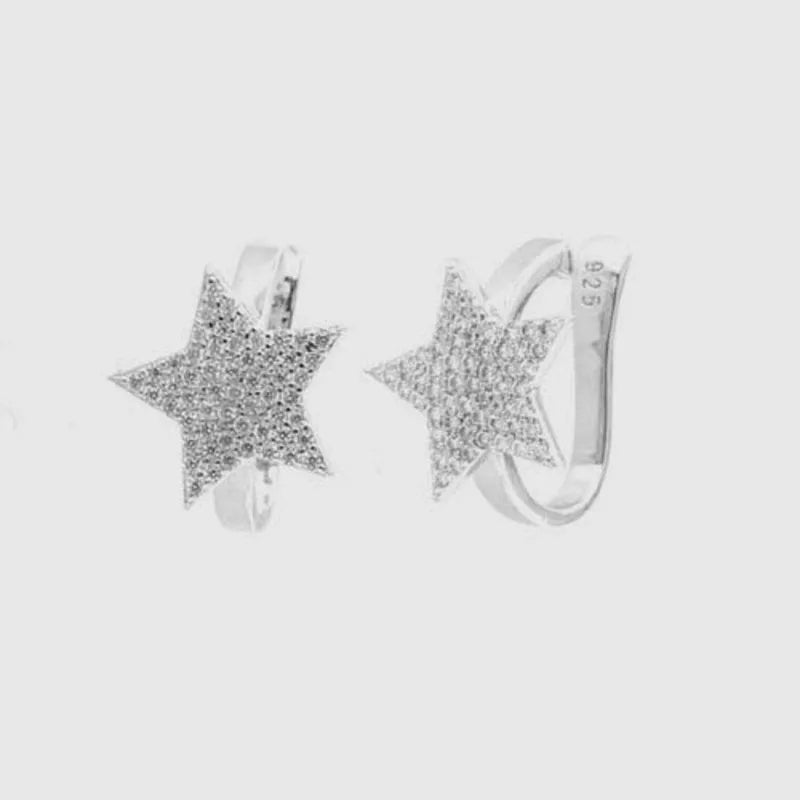 Ear Cuff in Argento a forma di stella con zirconi bianchi