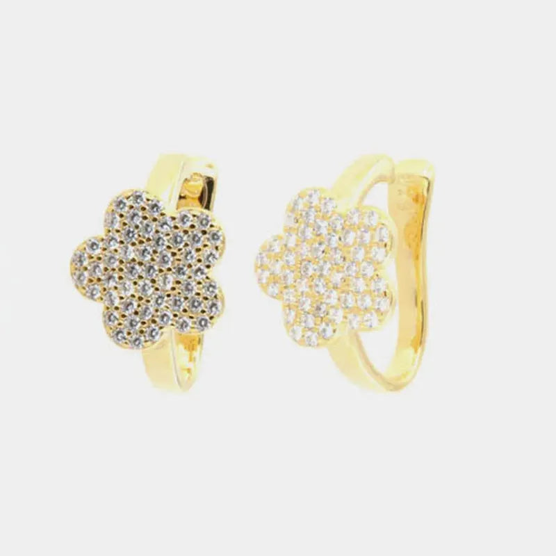 Ear Cuff in Argento a forma di fiore con zirconi bianchi