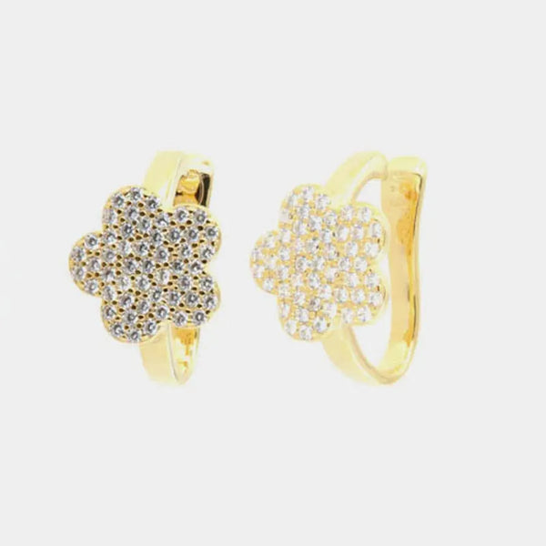 Ear Cuff in Argento a forma di fiore con zirconi bianchi