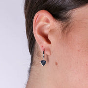 Orecchini in Argento 925 cerchietto con cuore liscio pendente