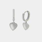 Orecchini in Argento 925 cerchietto con cuore liscio pendente - BYSIMON gioielli