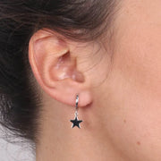 Orecchini in Argento 925 cerchietto con stella liscia pendente