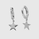 Orecchini in Argento 925 cerchietto con stella liscia pendente - BYSIMON gioielli