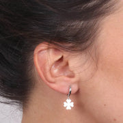 Orecchini in Argento 925 cerchietto con quadrifoglio liscio pendente